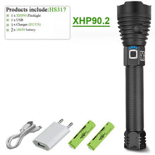 Load image into Gallery viewer, 300000 lm xhp90.2 most powerful led flashlight torch usb xhp50 rechargeable tactical flashlights 18650 or 26650 hand lamp xhp70
