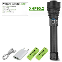 Load image into Gallery viewer, 300000 lm xhp90.2 most powerful led flashlight torch usb xhp50 rechargeable tactical flashlights 18650 or 26650 hand lamp xhp70
