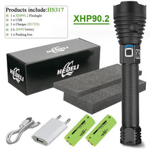 Load image into Gallery viewer, 300000 lm xhp90.2 most powerful led flashlight torch usb xhp50 rechargeable tactical flashlights 18650 or 26650 hand lamp xhp70
