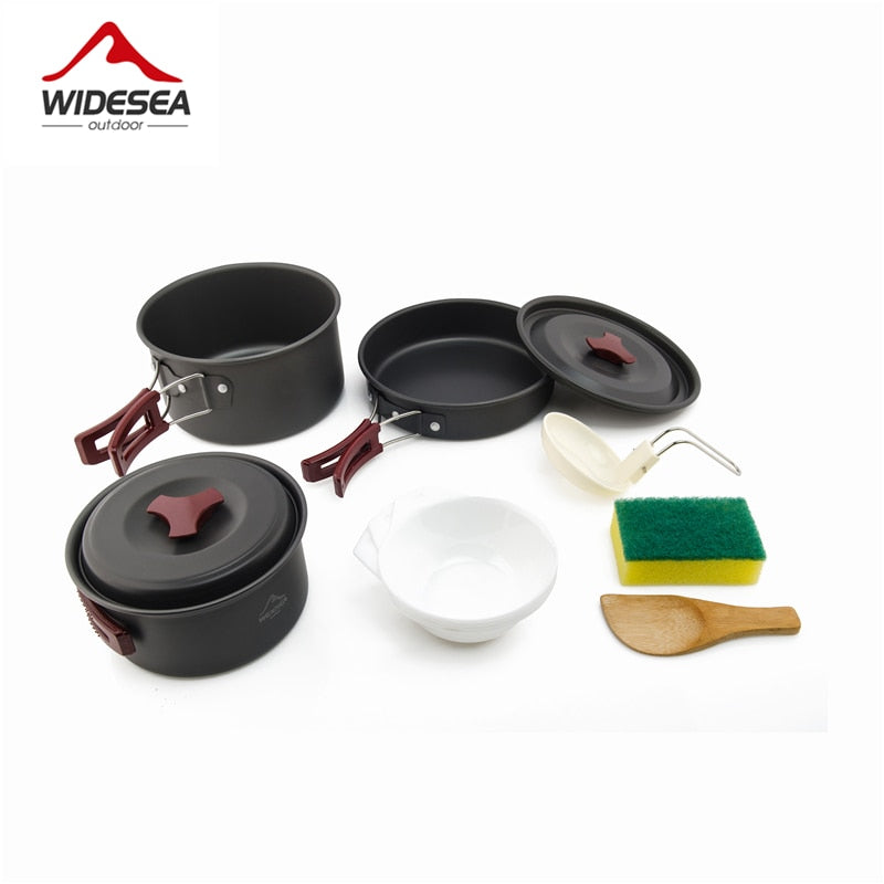 Widesea 2-3 camping tableware picnic set travel tableware outdoor kitchen cooking set camping cookware hiking utenils cutlery