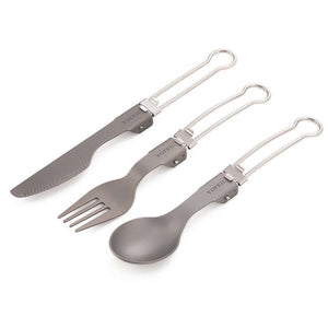 High quality titanium alloy folding knife and fork spoon ultra light pure titanium outdoor camping tableware picnic equipment