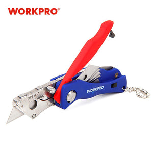 WORKPRO Portable Folding Knife with 5 Blades Pocket Knife Key Chain Knife Mini Camping Key Ring Utilit Knife Tool Jackknife