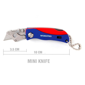 WORKPRO Portable Folding Knife with 5 Blades Pocket Knife Key Chain Knife Mini Camping Key Ring Utilit Knife Tool Jackknife