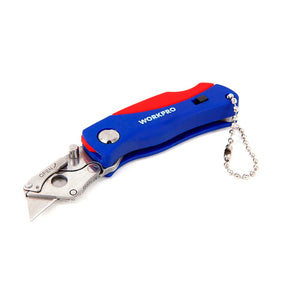 WORKPRO Portable Folding Knife with 5 Blades Pocket Knife Key Chain Knife Mini Camping Key Ring Utilit Knife Tool Jackknife