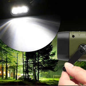 Portable LED Flashlight Hand Crank Dynamo Torch Lantern Professional Solar Power Tent Light for Outdoor Camping Mountaineering