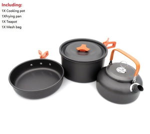 Camping Outdoor Cookware Set Cooking Carabiner Travel Tableware Cutlery Utensils Hiking Picnic Camping Cookware Equipment Set