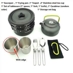 Camping Outdoor Cookware Set Cooking Carabiner Travel Tableware Cutlery Utensils Hiking Picnic Camping Cookware Equipment Set