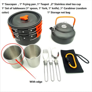 Camping Outdoor Cookware Set Cooking Carabiner Travel Tableware Cutlery Utensils Hiking Picnic Camping Cookware Equipment Set