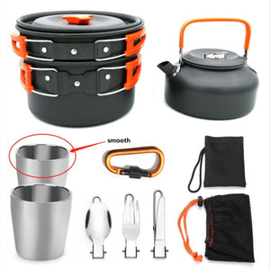 Camping Outdoor Cookware Set Cooking Carabiner Travel Tableware Cutlery Utensils Hiking Picnic Camping Cookware Equipment Set