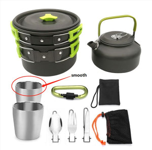 Camping Outdoor Cookware Set Cooking Carabiner Travel Tableware Cutlery Utensils Hiking Picnic Camping Cookware Equipment Set