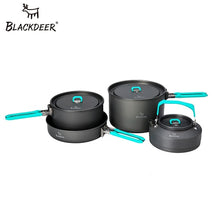 Load image into Gallery viewer, BLACKDEER Outdoor Camping Tableware Set Backpacking Picnic 2 Pot 1 Frypan 1 Kettle Alumina Durable Cookware  Folding Cooking Set
