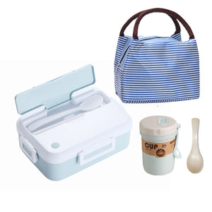 Microwave oven Lunch Box With Tableware Cup Leakproof Portable Food Container Office School Hiking Camping Kids Health Bento Box