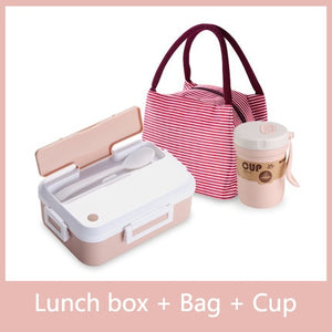 Microwave oven Lunch Box With Tableware Cup Leakproof Portable Food Container Office School Hiking Camping Kids Health Bento Box