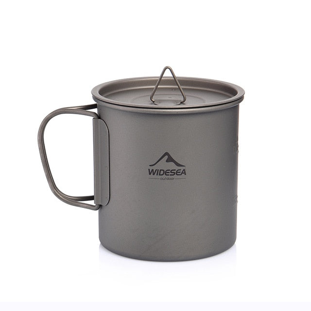 Widesea Camping Mug Titanium Cup Tourist Tableware Picnic Utensils Outdoor Kitchen Equipment Travel Cooking set Cookware Hiking