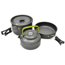 Load image into Gallery viewer, Ultra-light Aluminum Alloy Camping Cookware Utensils Outdoor Cooking Teapot Picnic Tableware Kettle Pot Frying Pan 3pcs/Set
