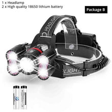 Load image into Gallery viewer, Super bright LED Headlamp 1 x T6+40 x 2835LED Headlight 4 lighting modes With intelligent light sensing For camping, fishing
