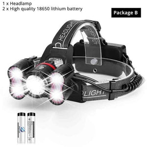 Super bright LED Headlamp 1 x T6+40 x 2835LED Headlight 4 lighting modes With intelligent light sensing For camping, fishing