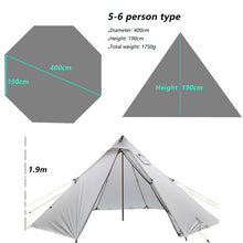 Load image into Gallery viewer, 3-4 Person Ultralight Outdoor Camping Teepee 20D Silnylon Pyramid Tent Large Rodless Tent Backpacking Hiking Tents
