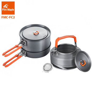 Fire Maple Camping Utensils Dishes Cookware Set Picnic Hiking Heat Exchanger Pot Kettle FMC-FC2 Outdoor Tourism Tableware