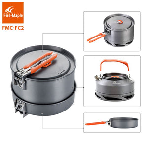 Fire Maple Camping Utensils Dishes Cookware Set Picnic Hiking Heat Exchanger Pot Kettle FMC-FC2 Outdoor Tourism Tableware