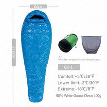 Load image into Gallery viewer, AEGISMAX G Outdoor Camping -22℉~-10℉ Sleeping Bag Winter 95% Goose Down FP800 Warm 15D Nylon Waterproof Sleeping Bag Comfort
