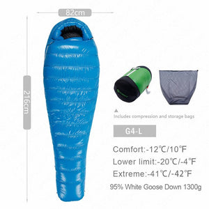 AEGISMAX G Outdoor Camping -22℉~-10℉ Sleeping Bag Winter 95% Goose Down FP800 Warm 15D Nylon Waterproof Sleeping Bag Comfort