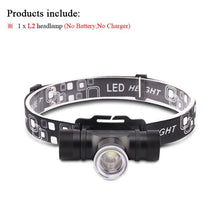 Load image into Gallery viewer, xm l2 led head lamp rechargeable headlamps light head led flashlight zoomble waterproof usb headlight head torch use 18650
