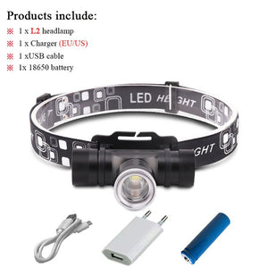 xm l2 led head lamp rechargeable headlamps light head led flashlight zoomble waterproof usb headlight head torch use 18650