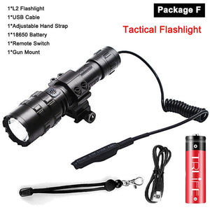 100000lms Ultra Bright Tactical LED Flashlight 18650 USB Rechargeable Scout light Torch led Hunting light 5Mode Outdoor Lantern