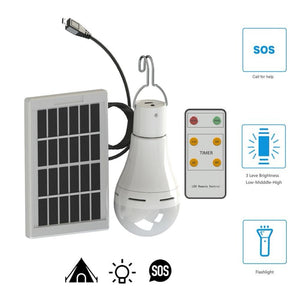 LED Solar Remote Control Light Solar Bulb Lamp Indoor Waterproof  Panel Emergency Bulb For Outdoor Garden Camping Tent Fishing