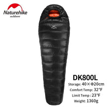 Load image into Gallery viewer, Naturehike Outdoor Camping Winter Sleeping Bag Down Sleeping Bag Mummy Single Sleeping Bag With Hooded Fr Cold Weather
