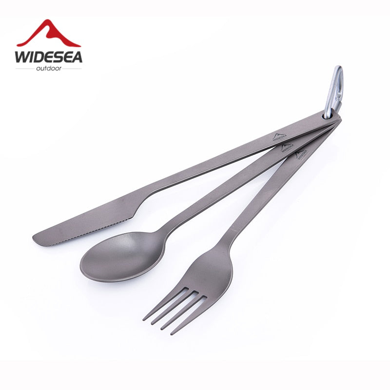 Widesea Titanium Spoon Fork Knife Set 50G Camping Tableware Ultralight  Travel Tourist Outdoor Cookware Gear Equipment