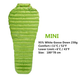 AEGISMAX Outdoor Camping Ultralight Mummy 95% 800FP Goose Down Sleeping Bag Spring Autumn Winter Tent Light weight Sleeping Bag