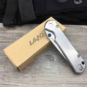 Land 912 Folding Knife 12C27 Blade Stone Wash Steel handle Outdoor Camping survival EDC Pocket Knives Kitchen Cutting Tool 9103